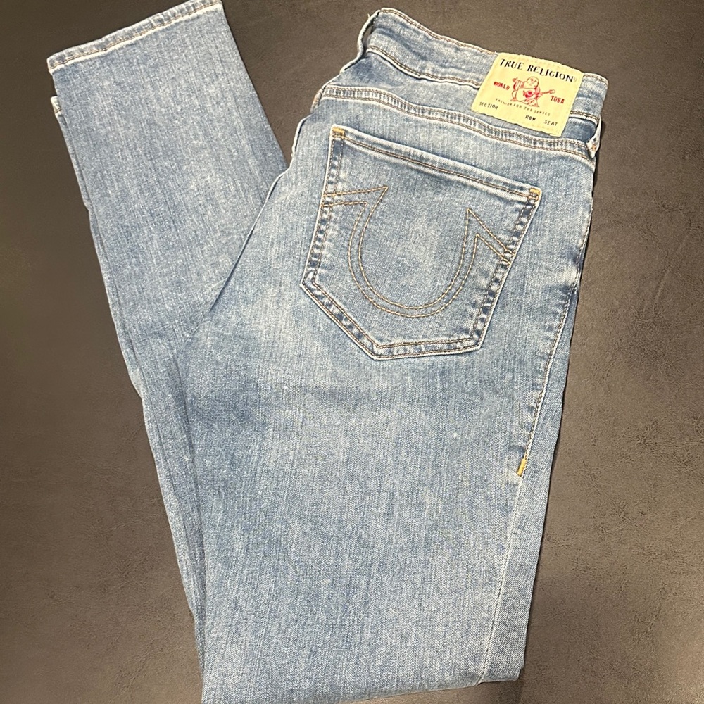 True Religion Stella Mid Rise Blue Skinny Jeans